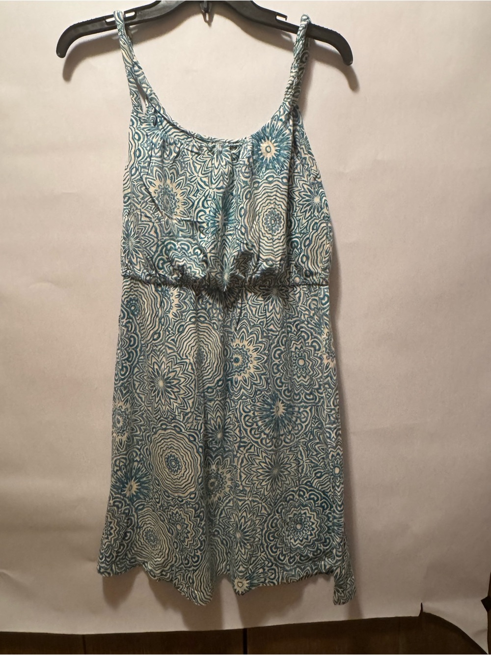 LOFT small Teal and Cream Floral-Patterned summer knit Dress